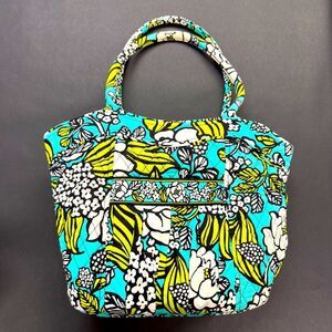 Vera Bradley island blooms Floral Patterned bucket Tote Bag seafoam lime